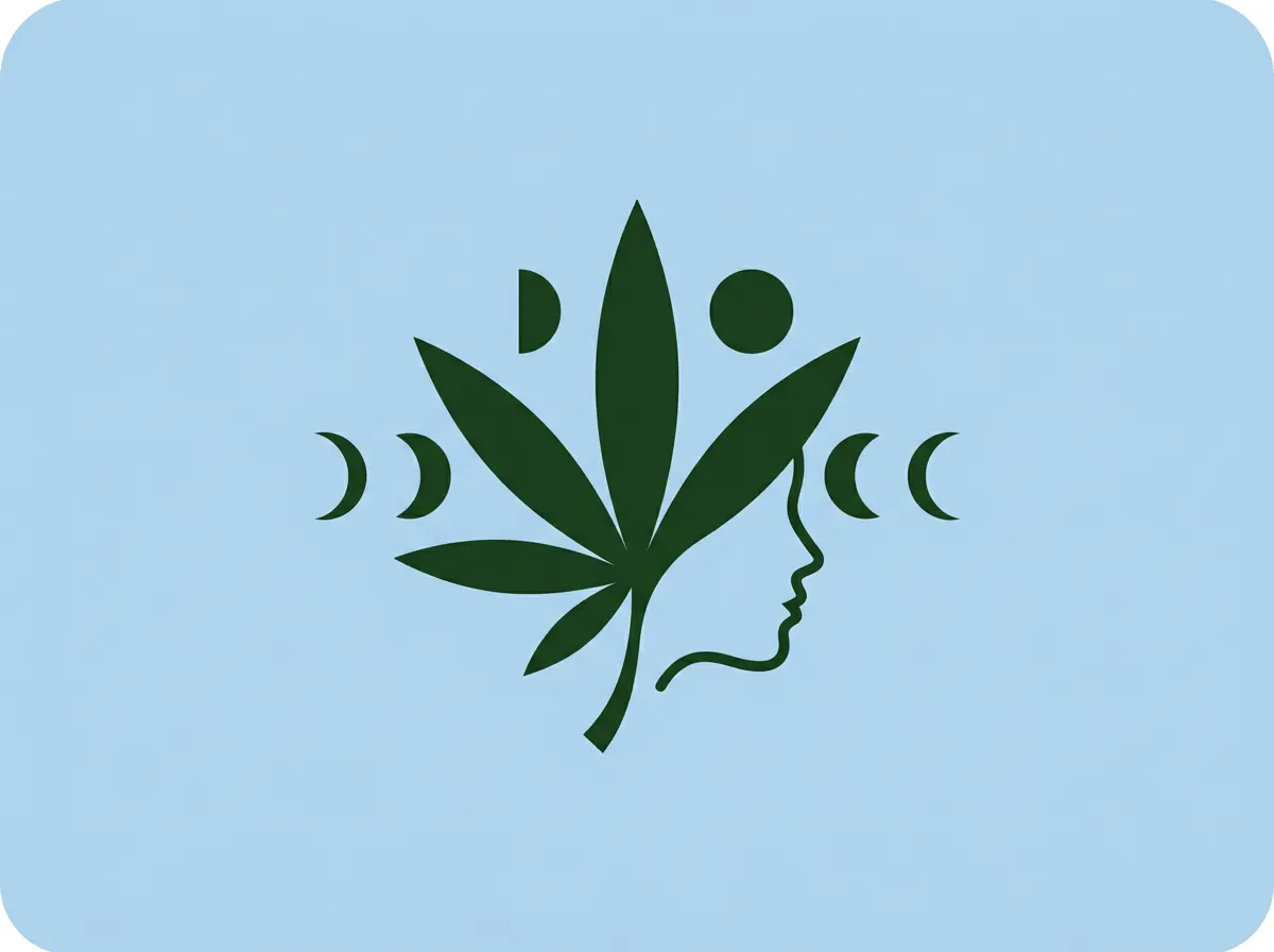 Illustration CBD et ménopause — flacon cannabidiol et silhouette féminine apaisée — guide expert 2026
